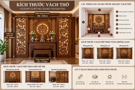 Kích Thước Vách Thờ Đẹp – Cách Đo Và Bố Trí Cân Đối